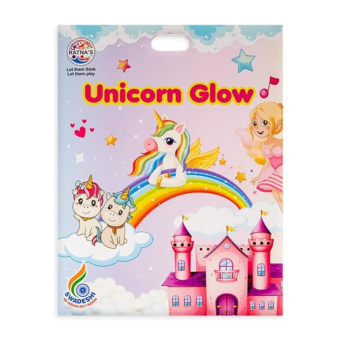 Ratna's Unicorn Glow in The Dark Stars & Unicorn Themed Designed Wall/Ceiling Stickers (Pack of 90) for Kids b'day Gifts